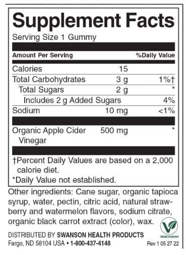 Gummies de vinaigre de cidre de pomme | Pastèque aux fraises - 60 comprimés à croquer