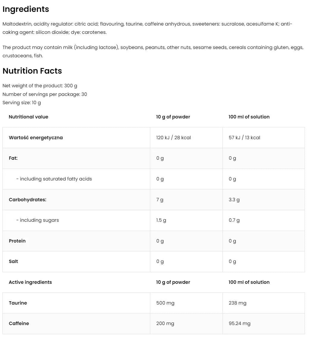 Aqua Kick/Advanced Hydratation with Cafeine & Taurine - 300 grammes