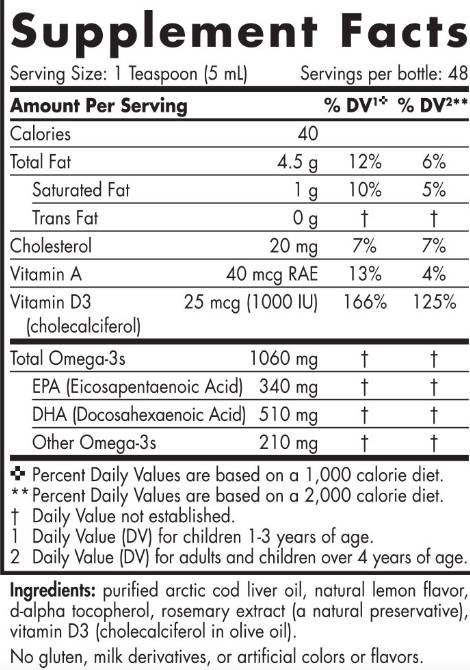 ARCTIC-D COD Huile de foie de foie 850 mg - 237 ml