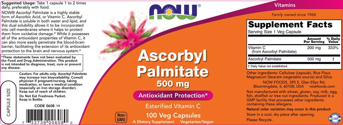 Ascorbyl Palmitate 500 mg - 100 capsules