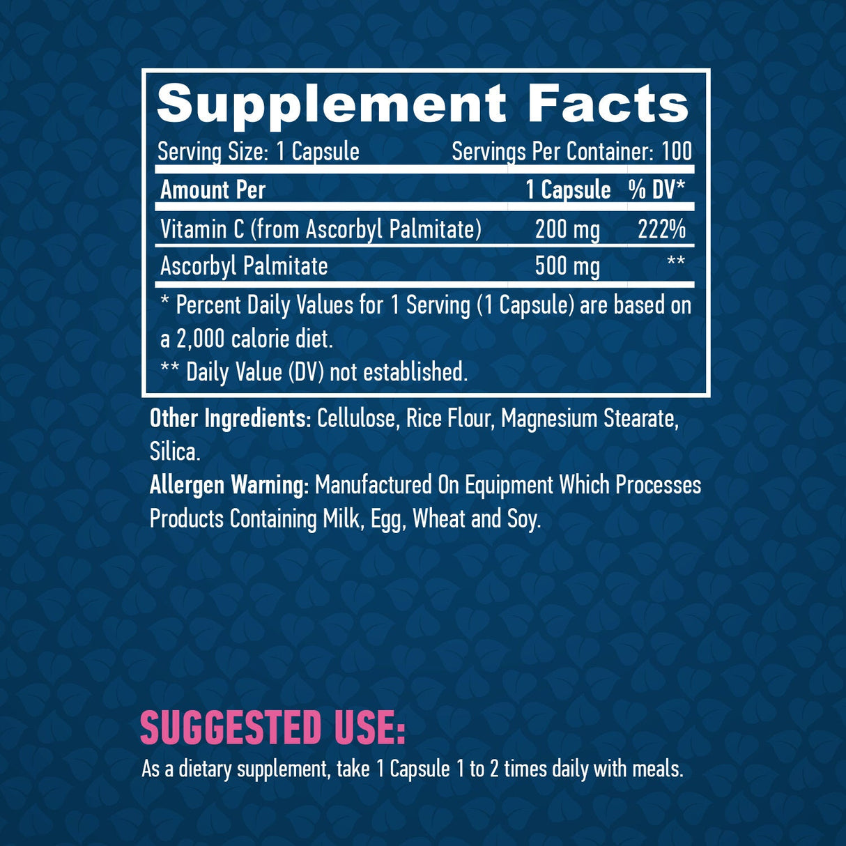 Ascorbyl Palmitate 500 mg./100 Caps.