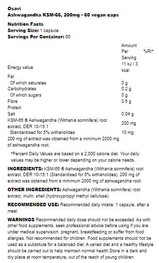 Ashwagandha KSM-66® 200 mg - 60 capsules