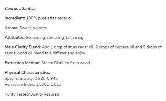 ATLAS CEDAR Huile | 100% cèdrus pur atlantica - 30 ml