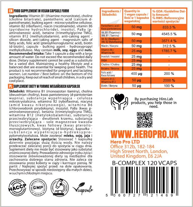B-complexe B-50 | Capsules à haute puissance 120