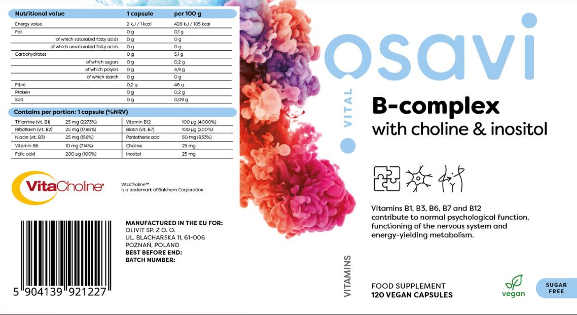 Complexe B avec choline et inositol - 120 capsules