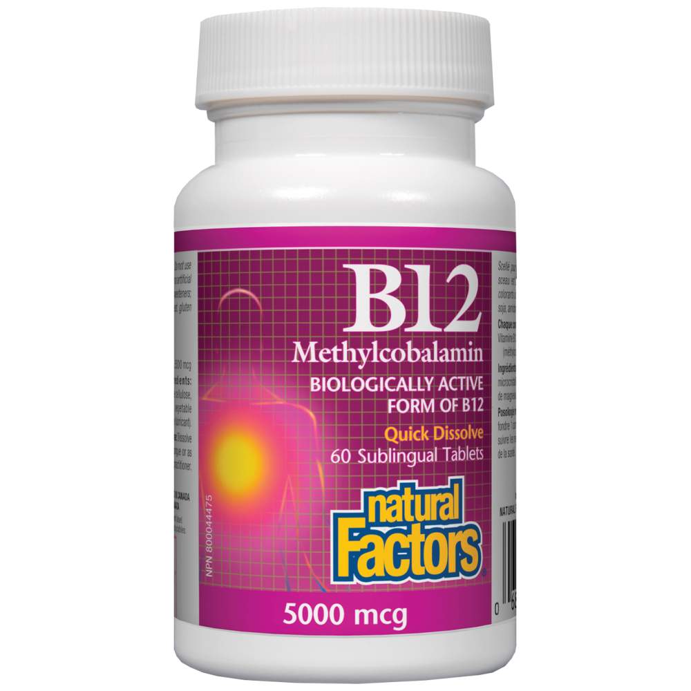 B12 méthylcobalamine 5000 mcg - 60 comprimés à croquer