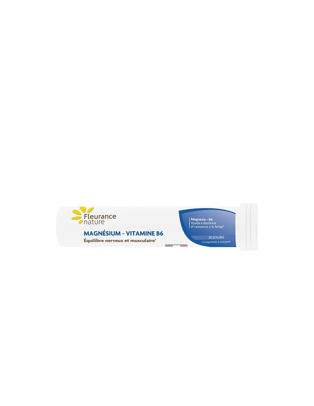 Support musculaire et cardiaque - Magnésium + vitamine B6, 20 comprimés à croquer la nature floute