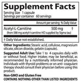 Meilleure acétyl-l-carnitine 500 mg - 120 capsules