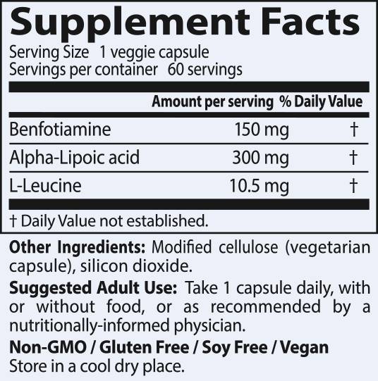 Meilleure benfotiamine 150 mg + acide lipoïque alpha 300 mg - 60 capsules