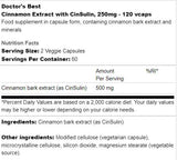 Meilleur extrait de cannelle avec Cinsulin 250 mg - 120 capsules