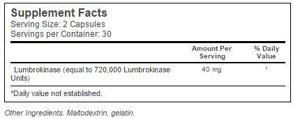Meilleure lumbrokinase 20 mg - 60 capsules