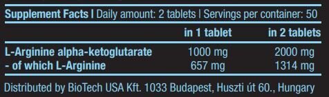 <tc>BioTech USA</tc> AAKG 1000 mg. 100 comprimés.