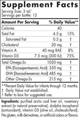 Dha de bébé | 1050 mg d'oméga-3 avec de la vitamine D - 60 ml