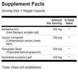 Complexe berbérine avec cannelle, gymnema et fenugrec 600 mg - 90 capsules
