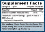 Berberine HCL 400mg./60 VCAPS
