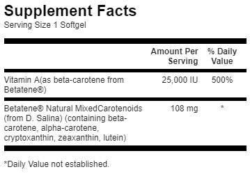 Mélange ultra betatene Caroténoïdes 60 capsules de gel