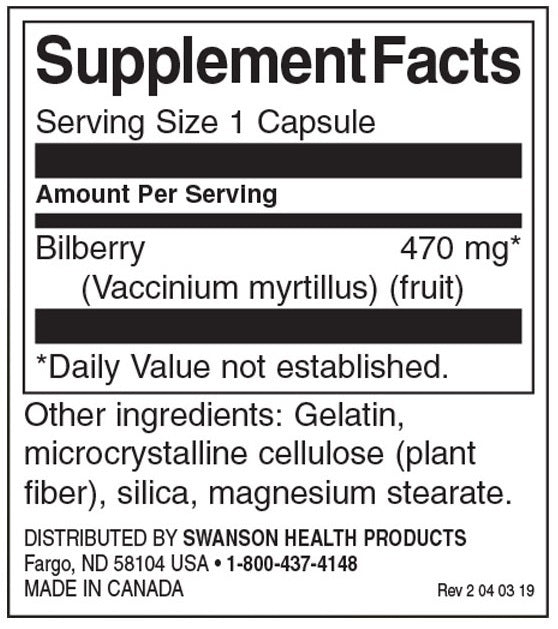 Fruit de bilberry 470 mg - 100 capsules