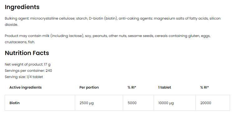 Biotine 10.000 comprimés max 60