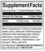 Biotine 10 000 MCG | Relition chronométrée - 60 comprimés