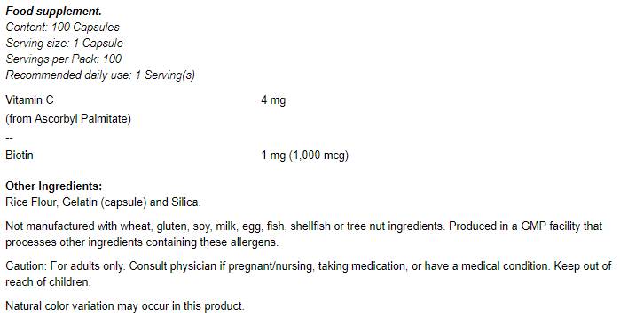 Biotine 1000 mcg - 100 capsules