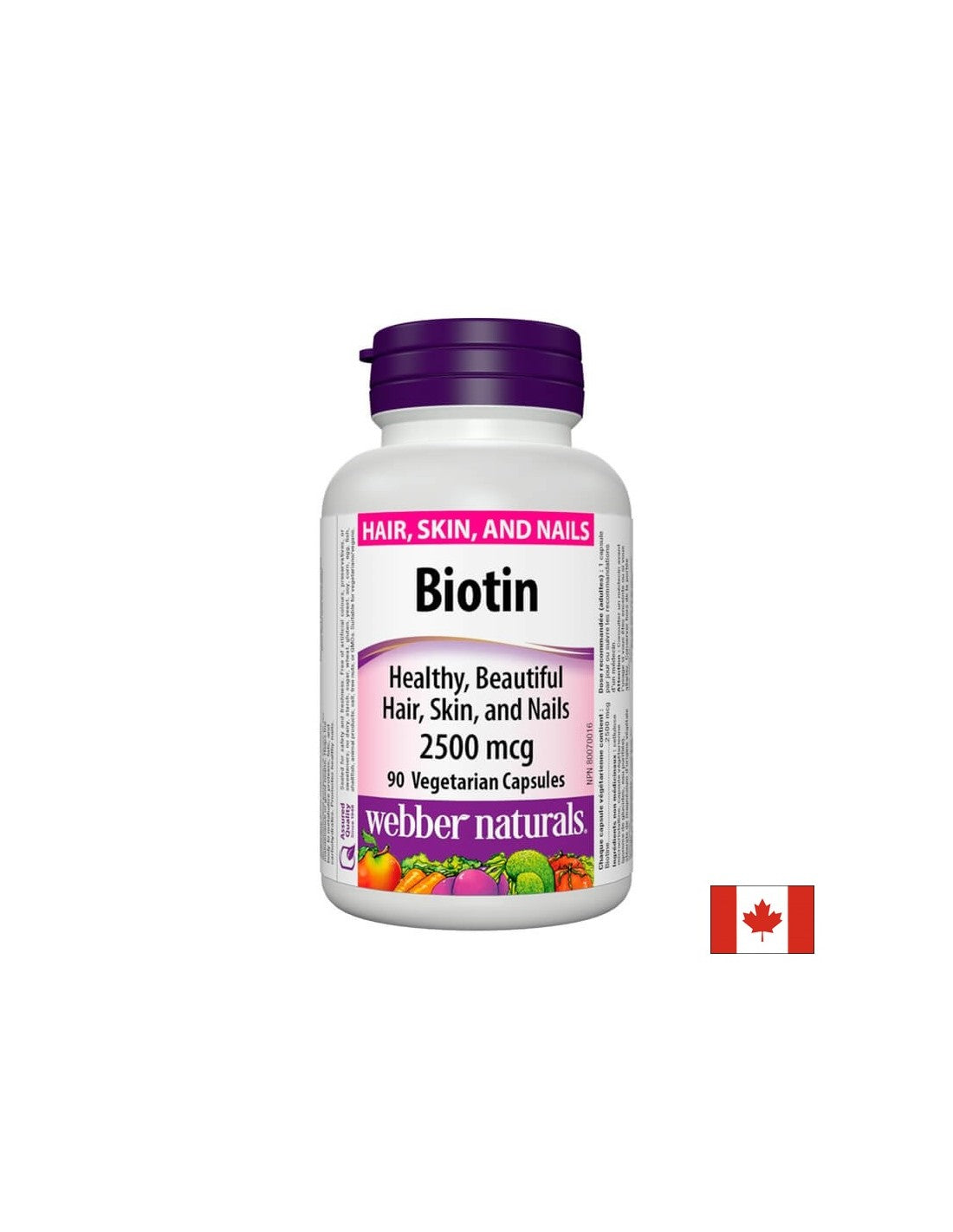 Biotine/Biotine, 2500 µg, 90 gélules <tc>Webber Naturals</tc>