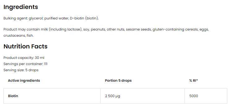 Biotine 2500 MCG baisse 30 ml