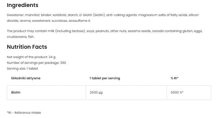 Biotine 2500 MCG | Comprimés de sublinguaux de Lozenges 360