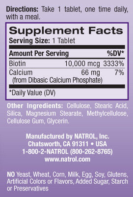 Biotine Mastimum Strength 10 000 MCG./100 onglets.