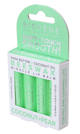 Baume à lèvres en cire d'abeille - Coco et poire - Soins intensifs - 4 pièces