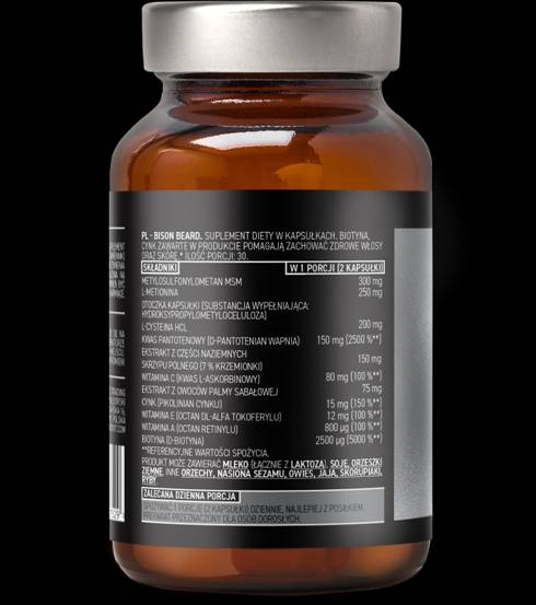 Bison Beard/Men's Beard Care 60 Capsules