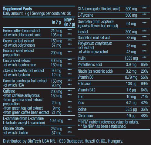Poudre de boisson à brûlure noire - 0,210 kg