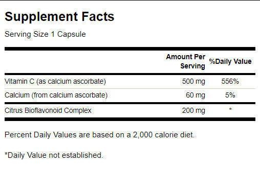 Vitamine C tamponnée avec des bioflavonoïdes 500 mg - 100 capsules