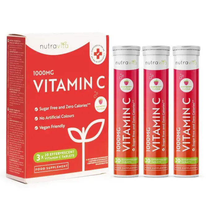 Vitamine C 1000 mg 60 comprimés solubles (3x20) <tc>Nutravita</tc>