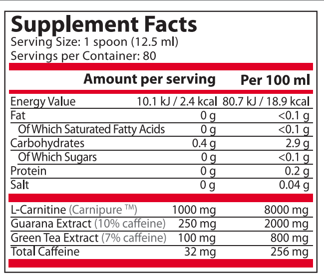<tc>Pure Nutrition</tc> - CARNI MAX LIQUIDE au GUARANA et THÉ VERT - 1000 ML
