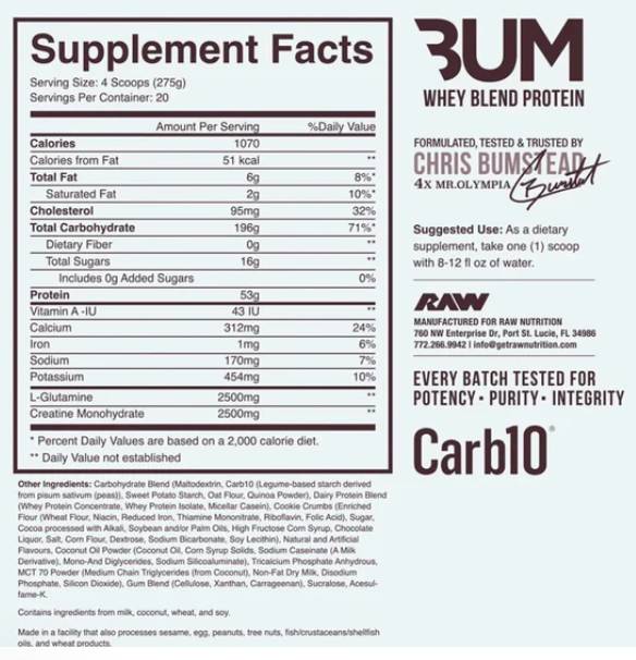 CBUM GAINER DE MASSE | Protéine de lactosérum et carb10® - 5443 grammes