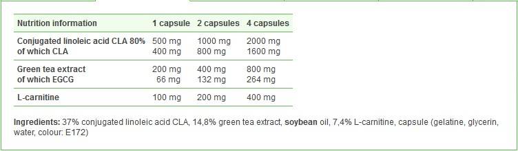 CLA, thé vert plus L-carnitine | Édition sportive - 60 capsules