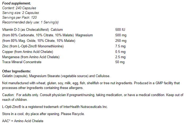 CALAG CAL-MAG - 240 capsules