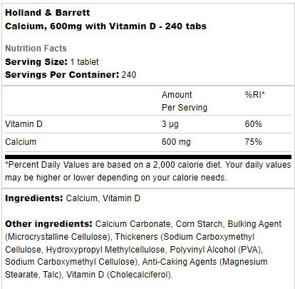 Calcium 600 mg + vitamine D - 240 comprimés