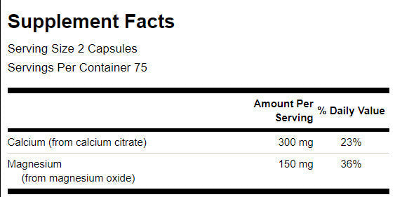 Citrate de calcium plus magnésium - 150 capsules