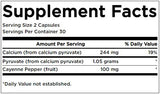 Capsules de formule de formule 60 à énergie de pyruvate de calcium