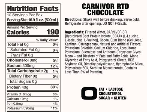 Carnivore prêt à boire | avec 40 g de protéines de boeuf - 500 ml