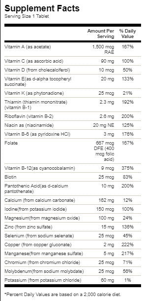 Formule du siècle Multivitamine sans fer - 130 comprimés