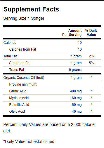Huile de noix de coco certifiée 1000 mg - 60 capsules de gel