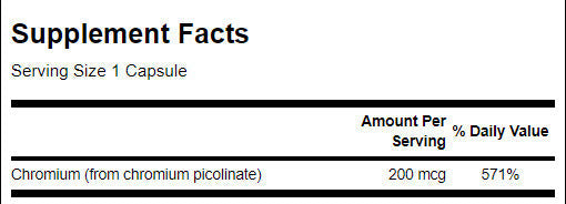 Chrome picolinate 200 mcg - 200 capsules