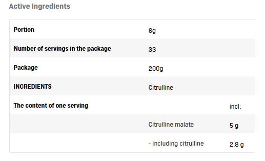 Poudre de citrulline malate - 200 grammes