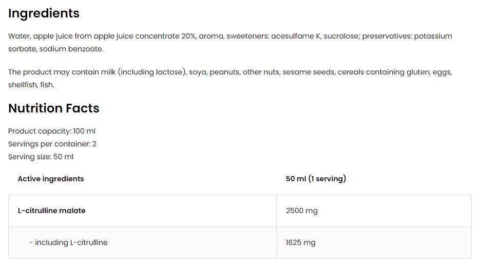Citrulline Shot | 5000 mg de malate L-Citrulline 100 ml