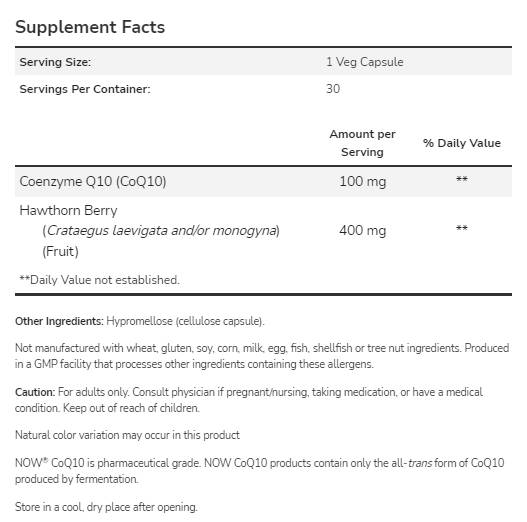 COQ10 100mg | avec Hawthorn Berry - 90 capsules