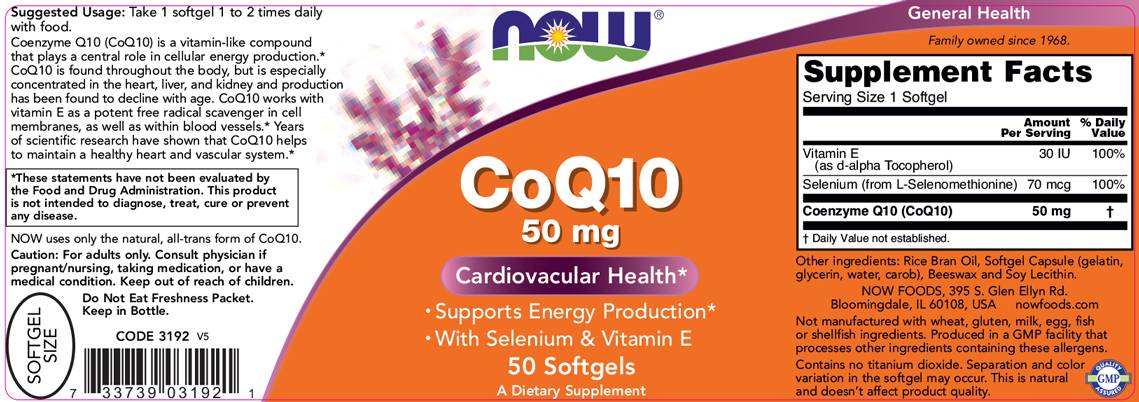 COQ10 50 mg + vitamine E - 50 capsules de gel