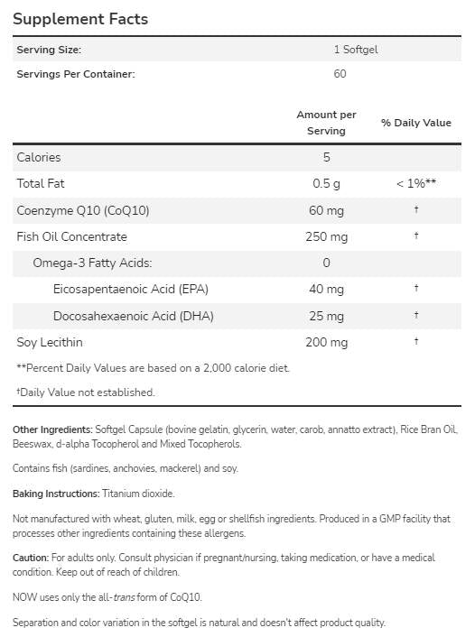 COQ10 60 mg + oméga 3 - 120 capsules de gel