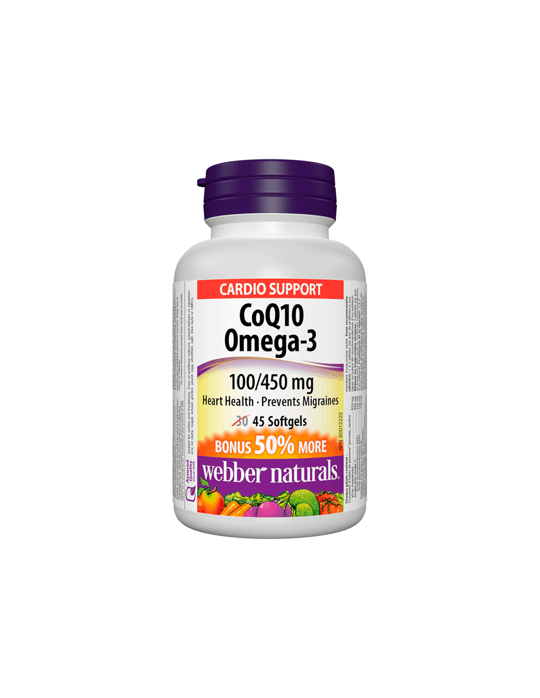 CoQ10 & Omega-3/Coenzyme Q10 100 mg + oméga-3 450 mg x 45 SoftGel Capsules